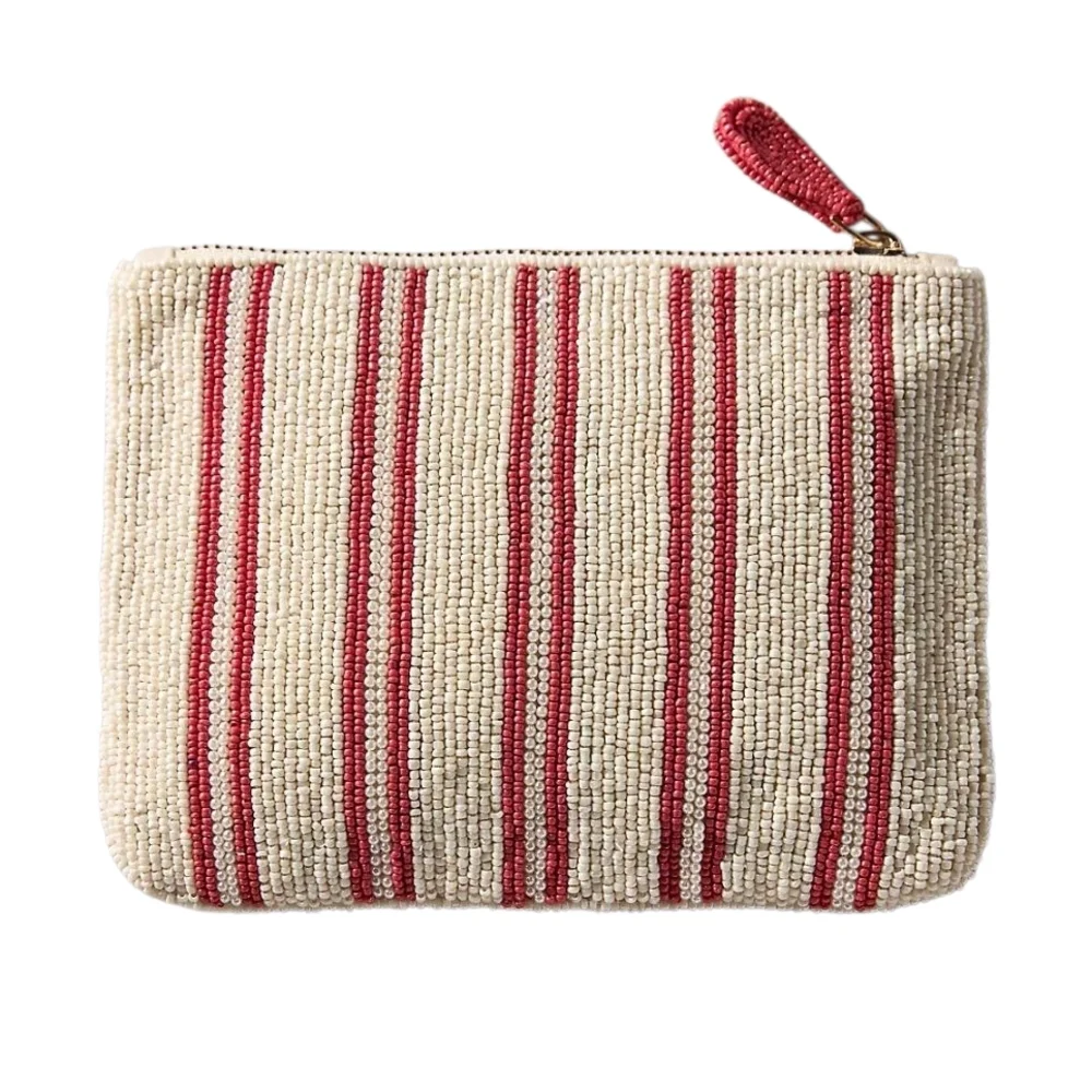 Anthropologie The Fiona Medium Beaded Strawberry Pouch Clutch